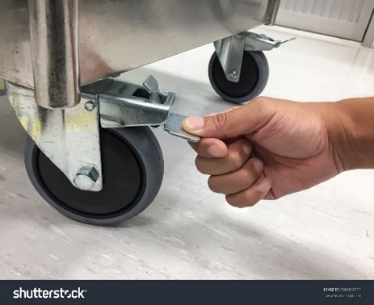 Lockable caster wheels on Sahaj Lift